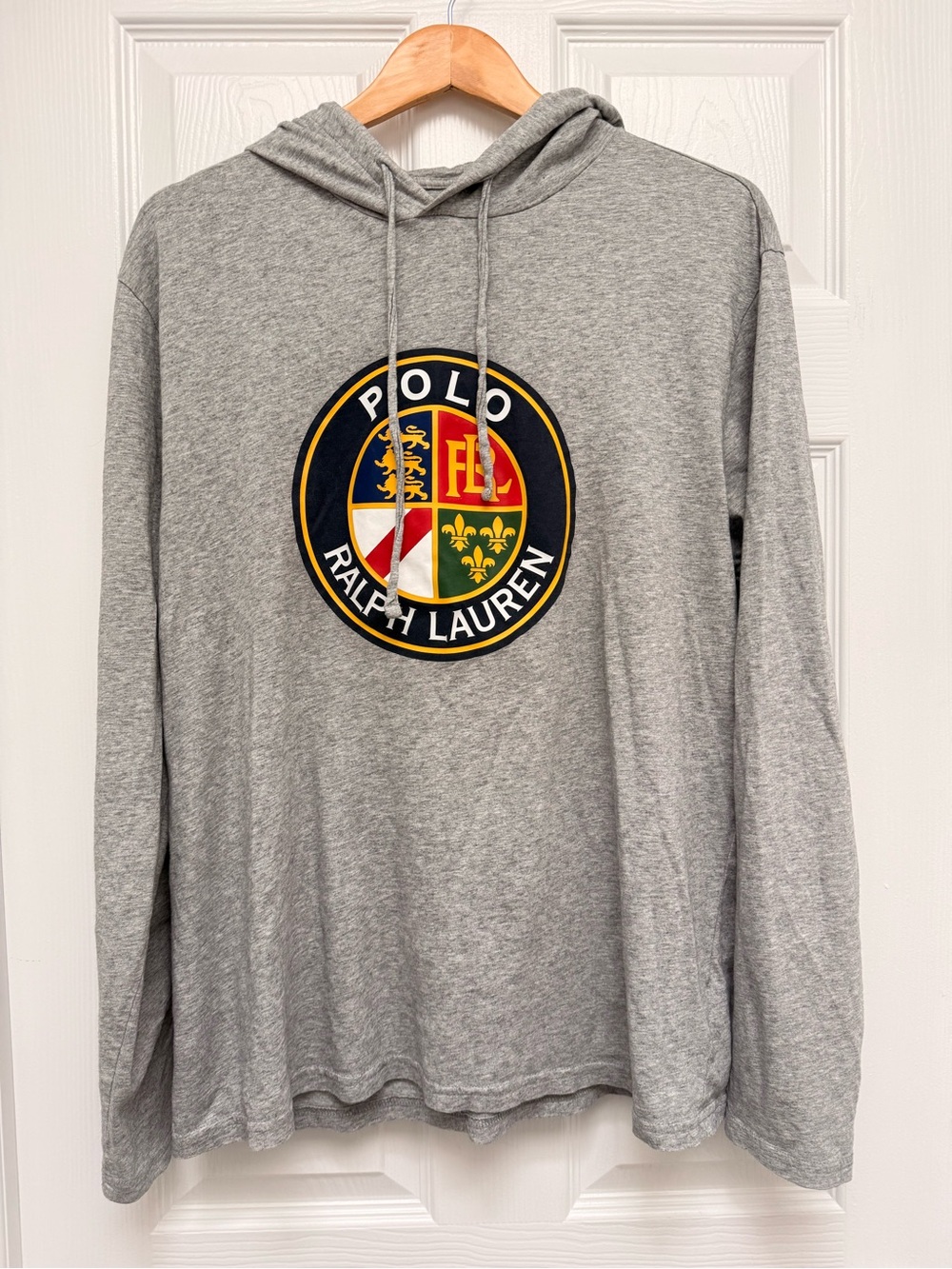 Polo Ralph Lauren Lightweight Pullover Hoodie Big Crest Logo Grey Large